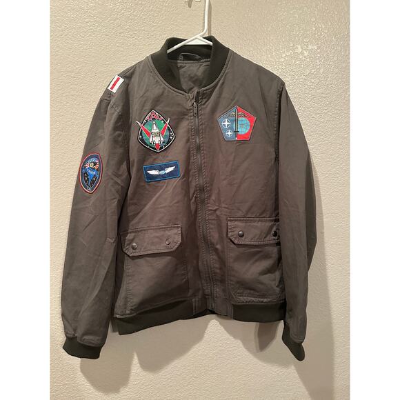 NWOT Disney Parks World Avatar Pandora Camo Khaki Green Flight Bomber Jacket M - Picture 1 of 9